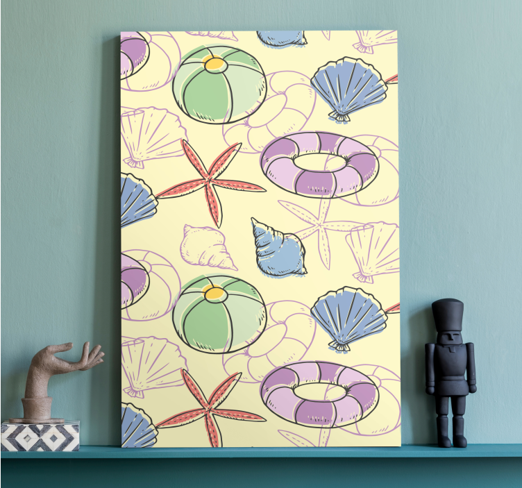 Nautical canvas art seashells and lifebuoys - TenStickers