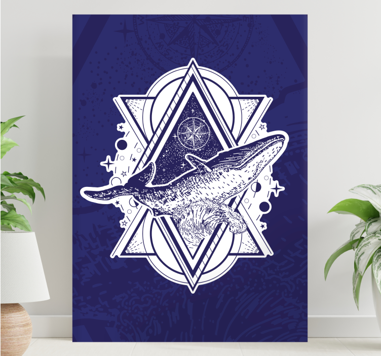 Nautical canvas art whale astral design - TenStickers