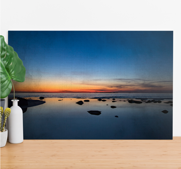 Nordic sunset on the sea landscape canvas - TenStickers