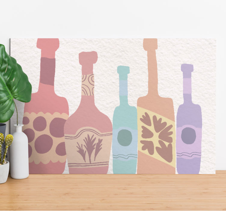 Ornamental canvas print colorful bottle shadows - TenStickers