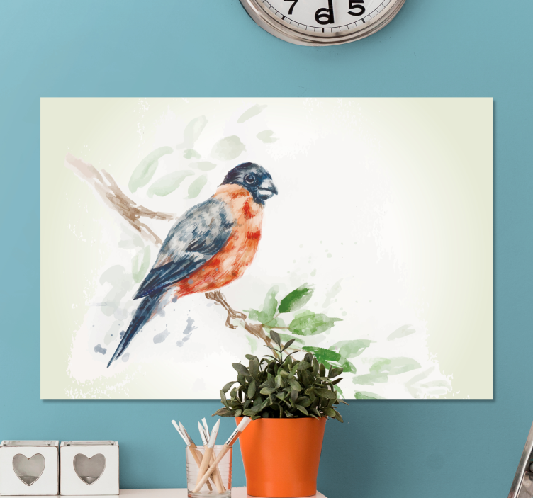 Pastel color painting with bird retro canvas - TenStickers