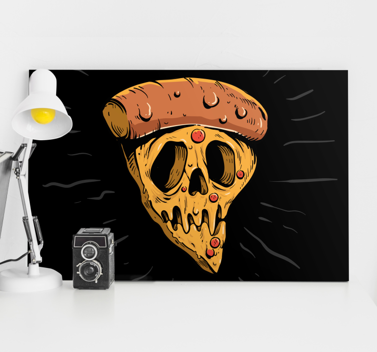 Pizza skull graffiti style modern canvas - TenStickers