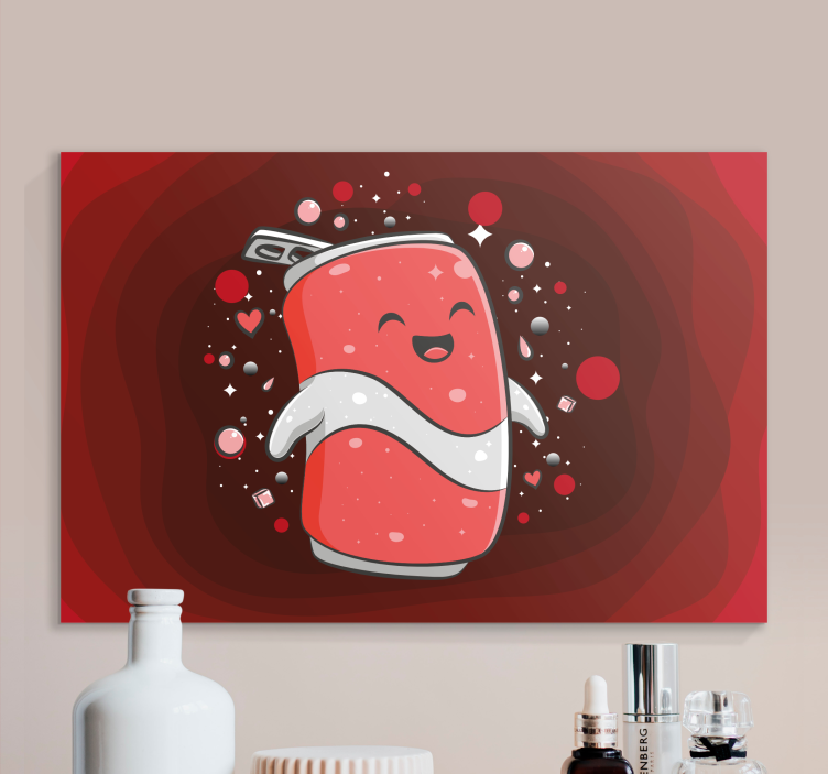 Quote canvas happy soda character - TenStickers