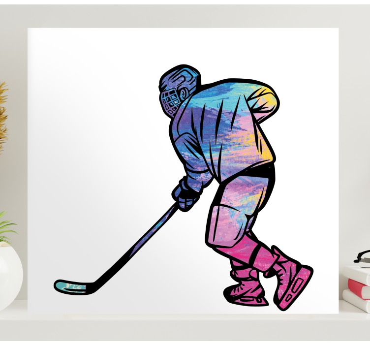 Rainbow Ice hockey people canvas print - TenStickers