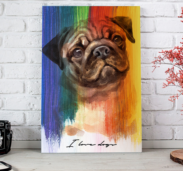 Rainbow Pug dog canvas prints - TenStickers