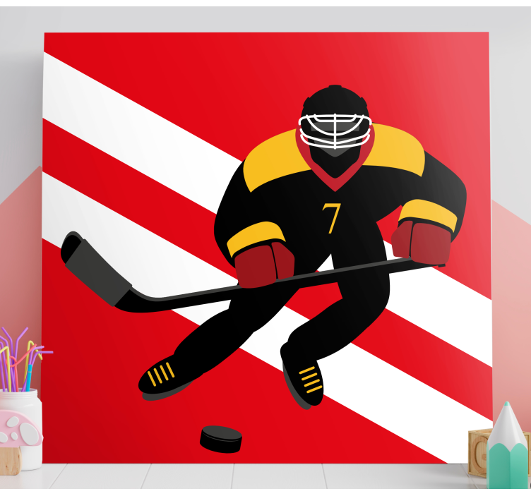 Red and yellow Ice Hockey people canvas print - TenStickers