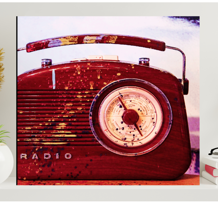 Red vintage radio retro canvas art - TenStickers