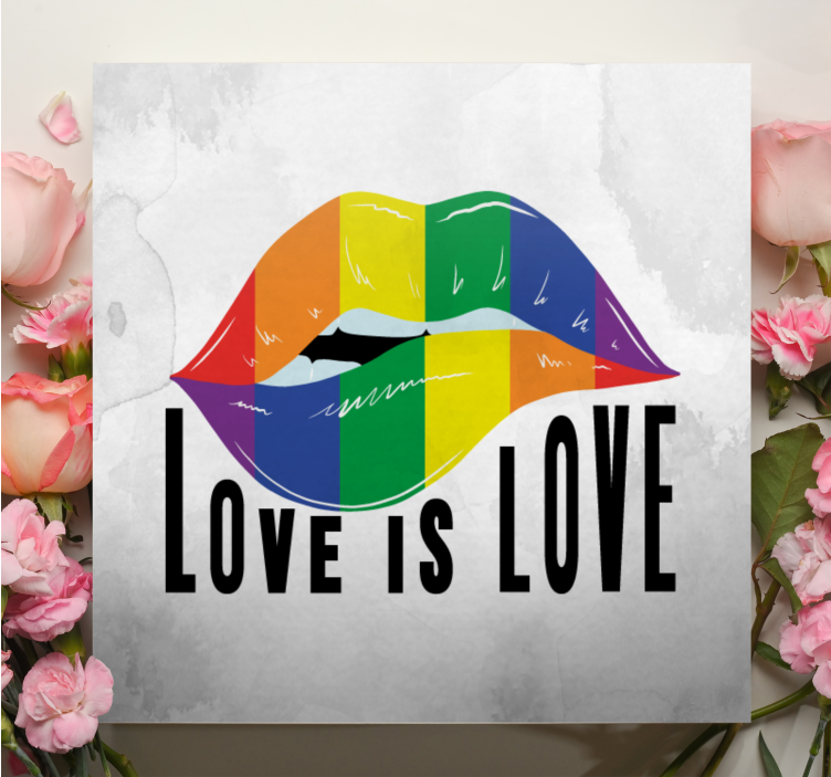 Retro canvas rainbow lip embrace - TenStickers