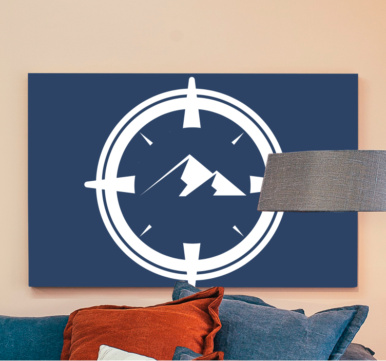 Round compass with mountains modern canvas - TenStickers