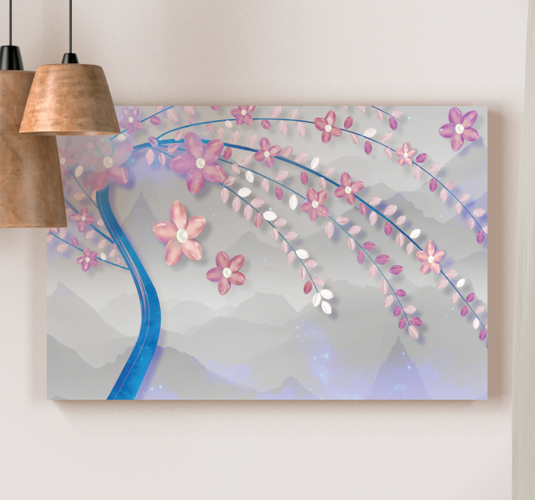 Sakura blossom bough flowers canvas - TenStickers