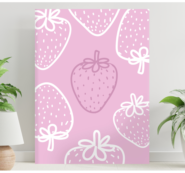 Seamless pink strawberry pattern fruit canvas - TenStickers