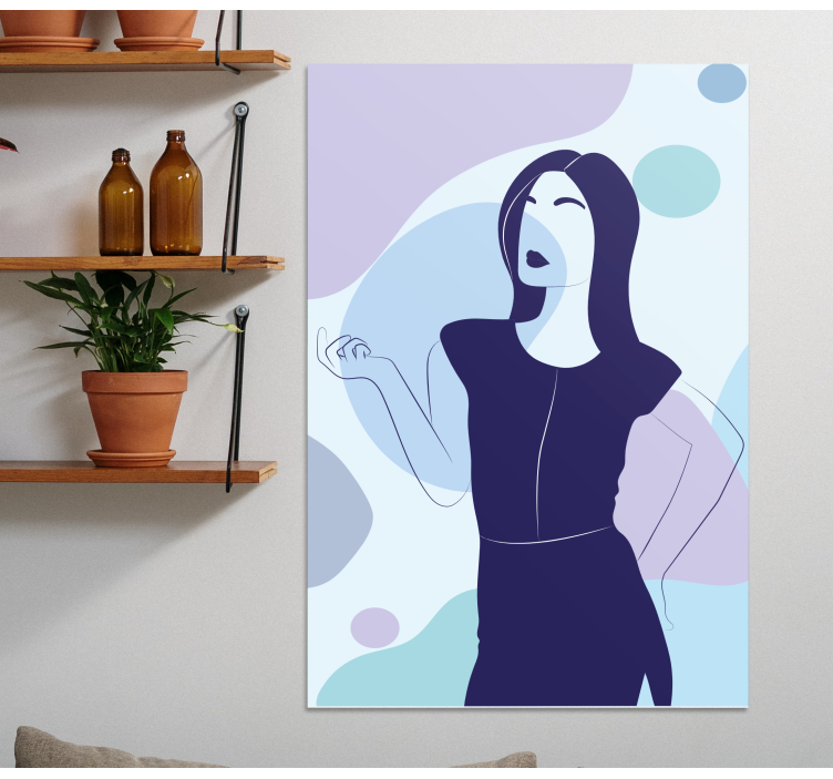 Stylized woman gesture people canvas - TenStickers