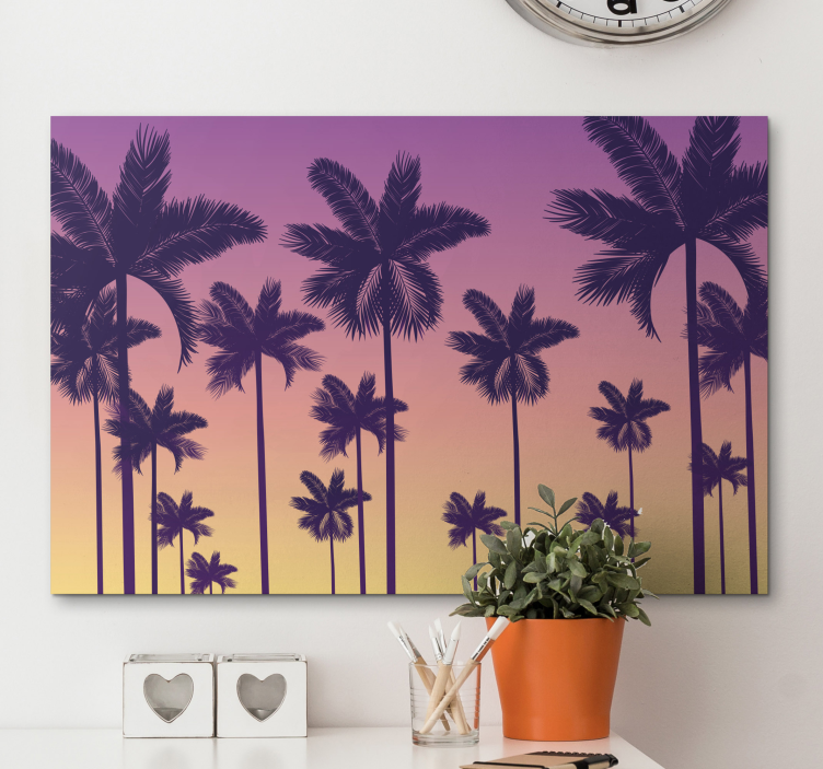 Sunset palms landscape canvas - TenStickers