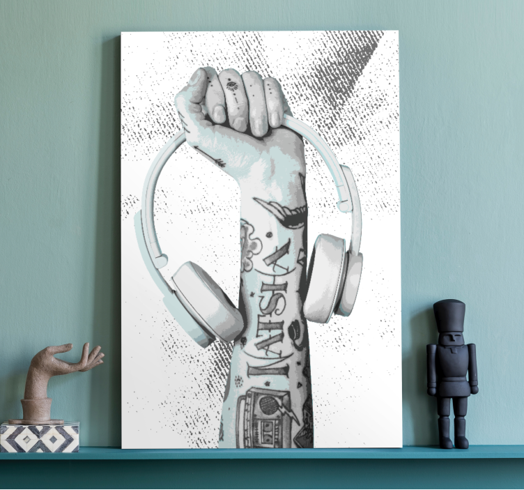 TATTOOED ARM WITH HEADPHONES music canvas art - TenStickers