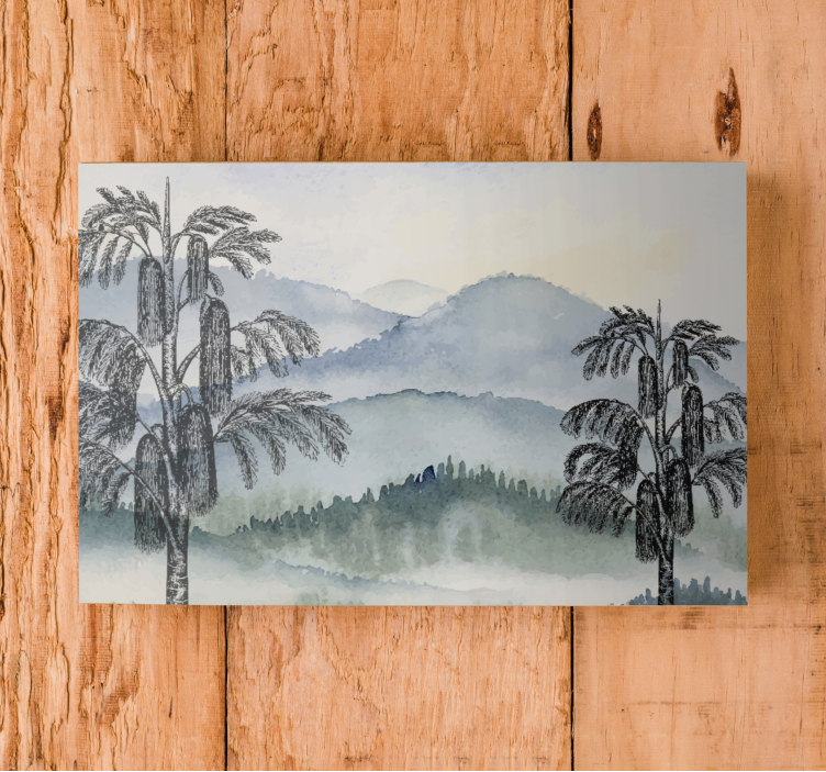 Tree canvas wall art mountain landscape - TenStickers