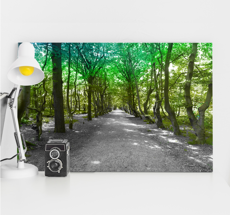 Tree canvas wall art verdant forest path - TenStickers