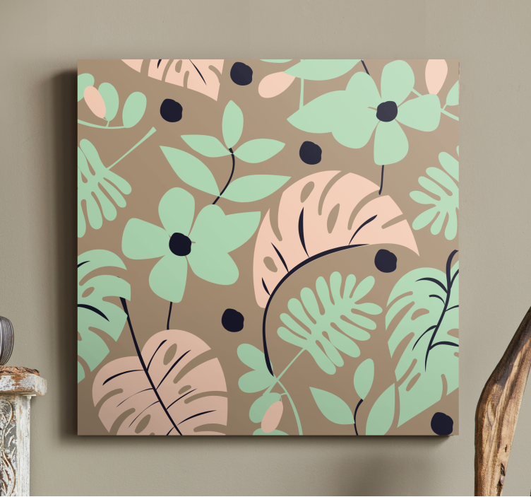 Tropical leaf floral flowers canvas - TenStickers