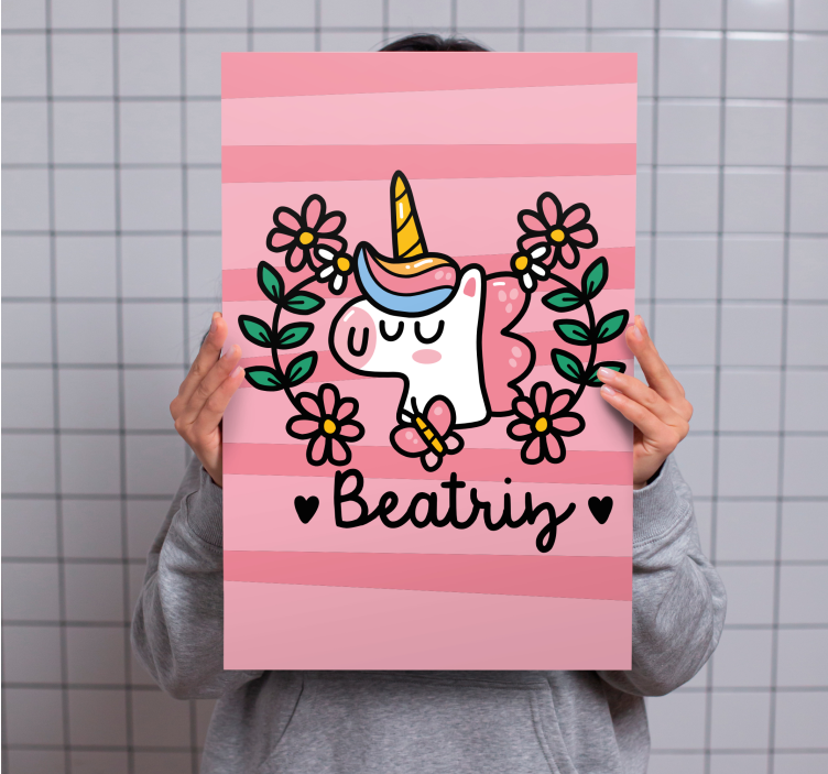 Unicorn pictures framed cute unicorn floral - TenStickers