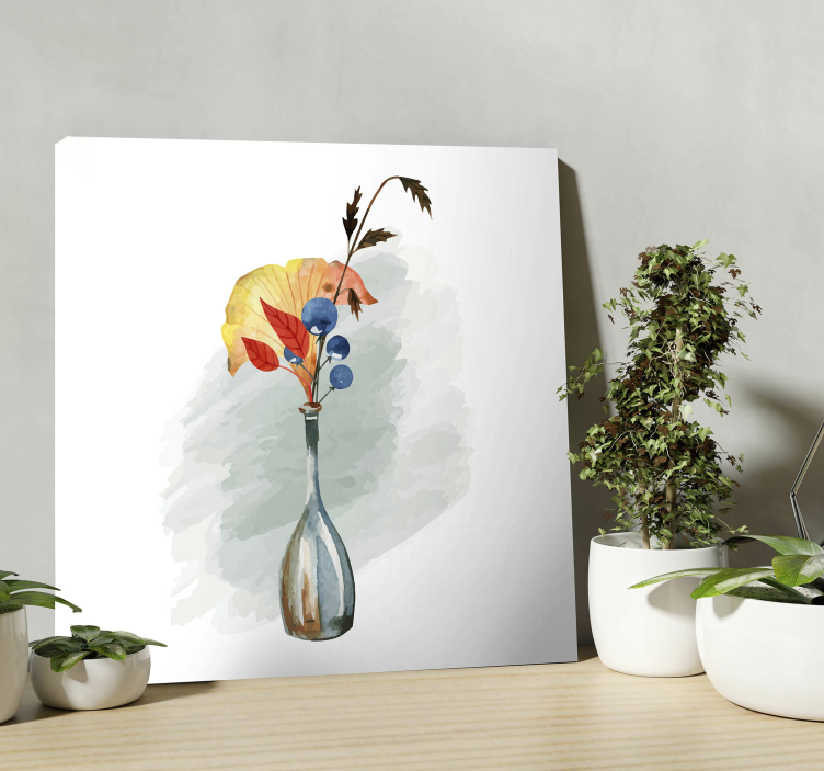 Vase with autumn leaves Flowers  canvas - TenStickers