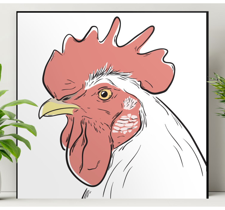 White chicken portrait bird canvas art - TenStickers