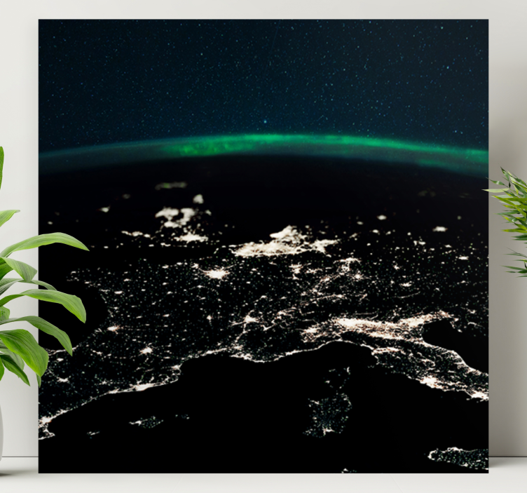 World map wall art aerial night view - TenStickers