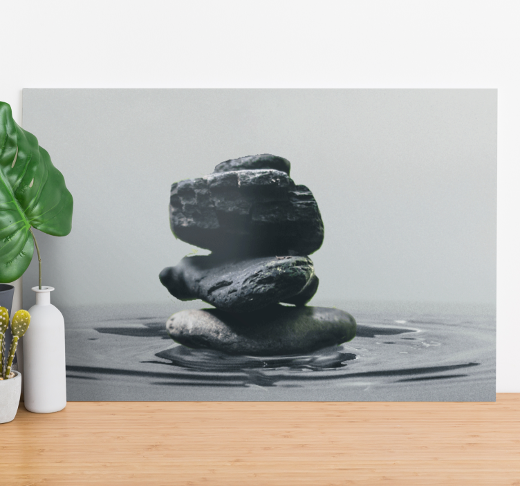 Zen canvas art with harmonious stone stacks - TenStickers