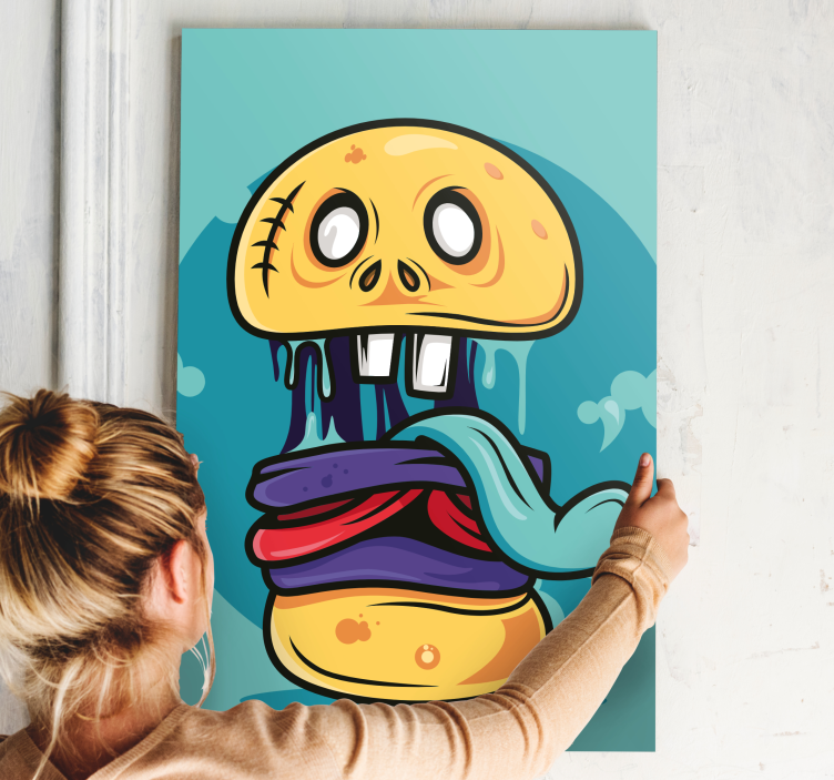 Zombie burger cartoon  modern canvas - TenStickers