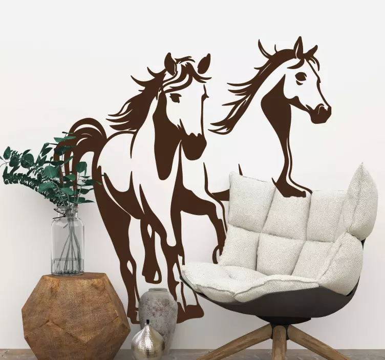 2 horses runing  animal wall sticker - TenStickers