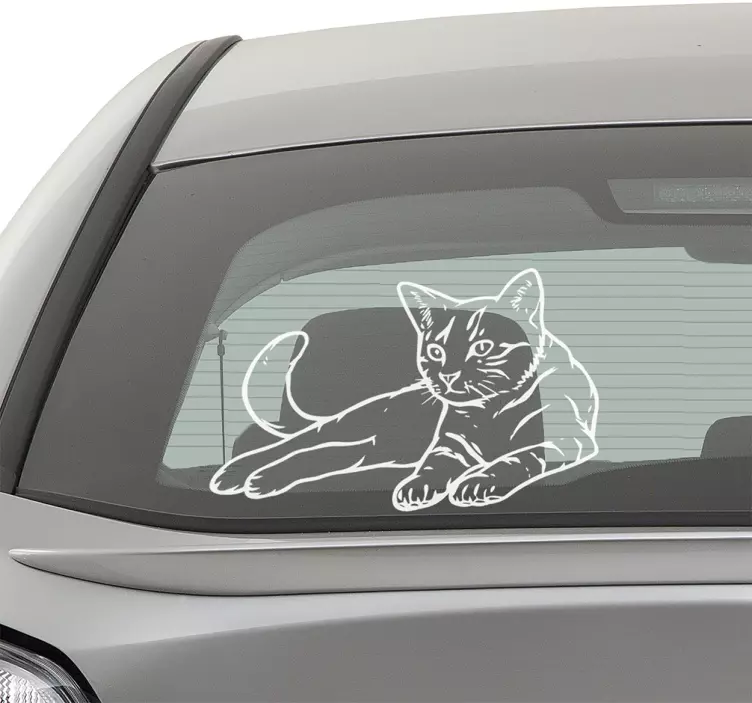 Hand drawn decorative cat wall sticker - TenStickers