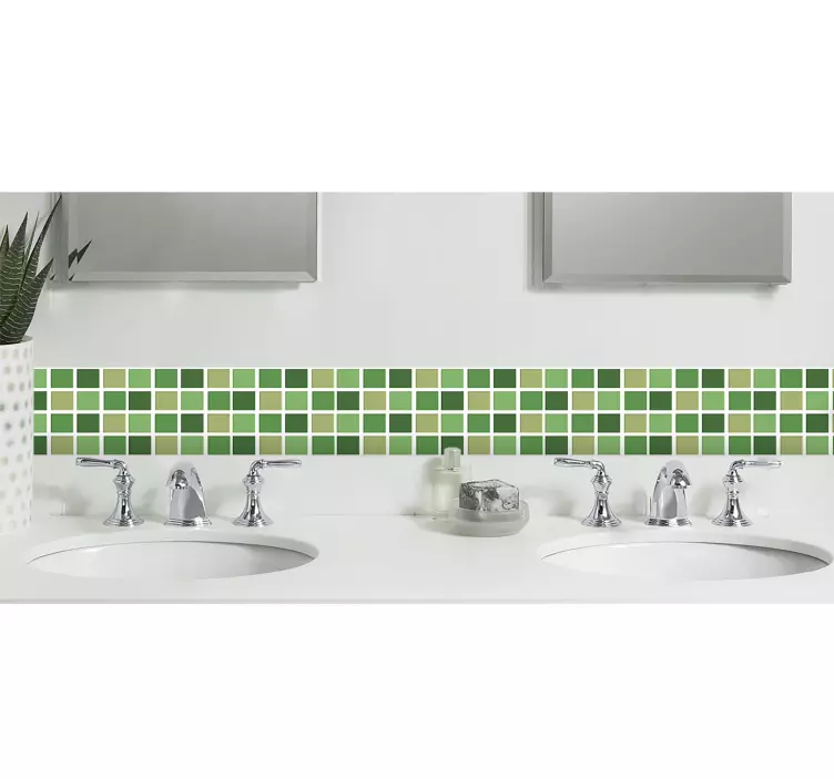 Green Tones Tile Border Sticker - TenStickers