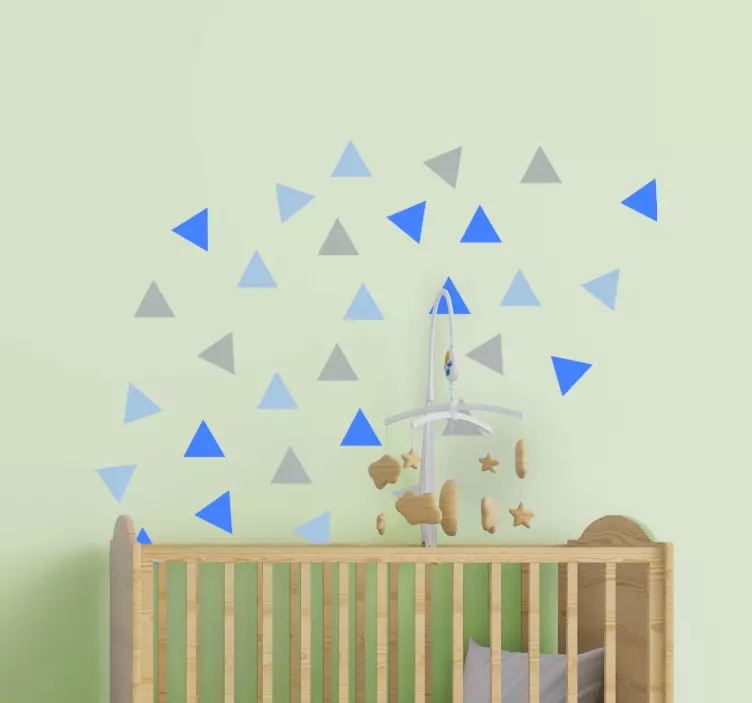 Blue and gray triangles geometric wall sticker - TenStickers