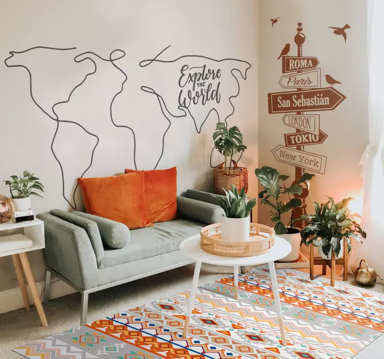 Explore the world map wall decal - TenStickers