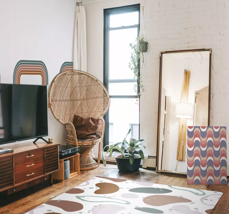 Abstract minimal waves wall border sticker - TenStickers