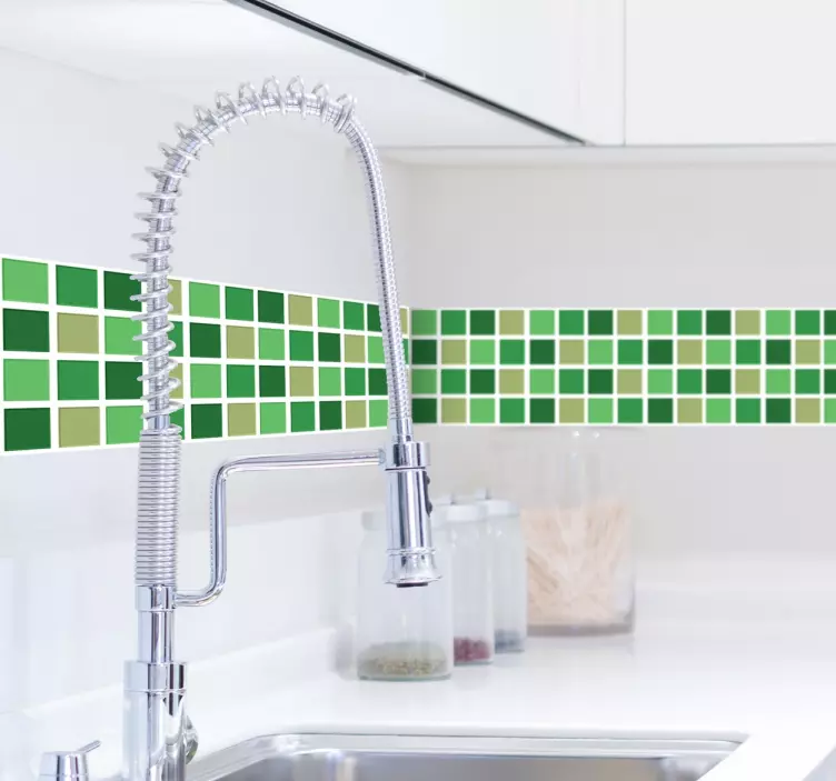 Green Tones Tile Border Sticker - TenStickers