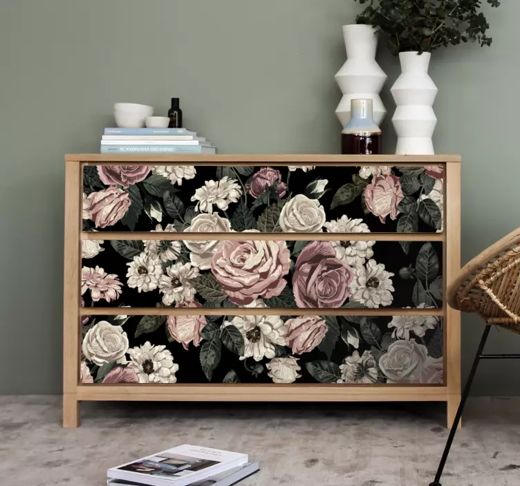 Pattern of big roses furniture sticker - TenStickers