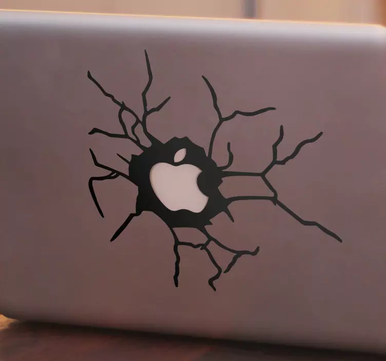 Broken wall apple 3D laptop sticker - TenStickers