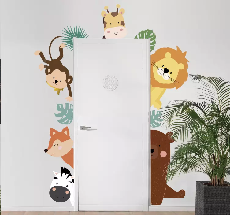 Animals at door vinyl sticker - TenStickers