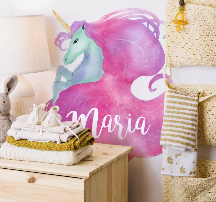 Customizable watercolor unicorn fantasy decal - TenStickers