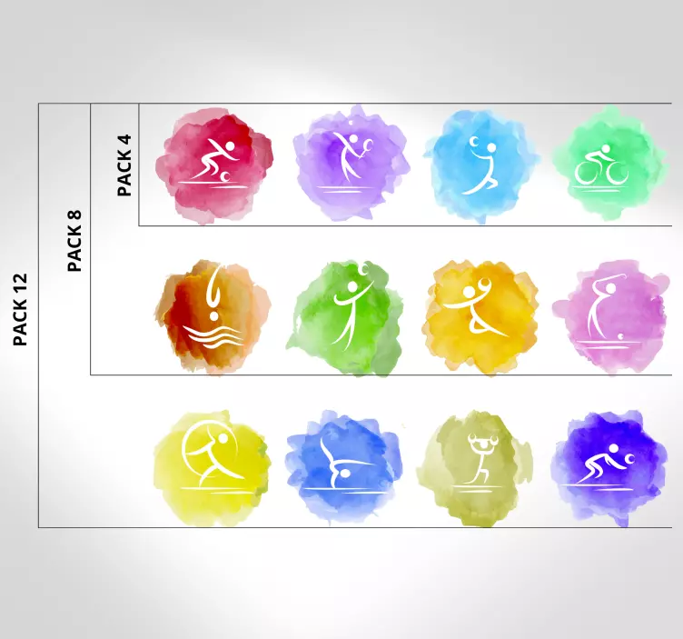 Sports wall sticker colorful athletic symbols - TenStickers