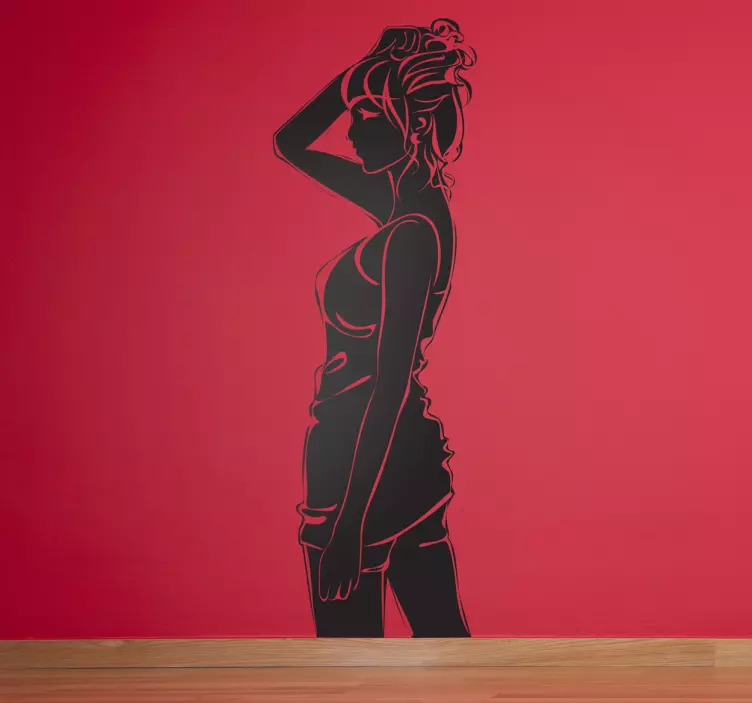 Girl Hair Hold Up Wall Sticker - TenStickers