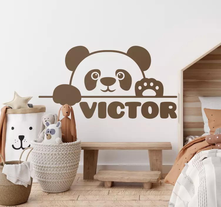 Panda custom name wall sticker - TenStickers