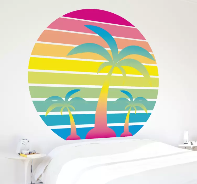 80ies Sunset Nature Wall Sticker - TenStickers