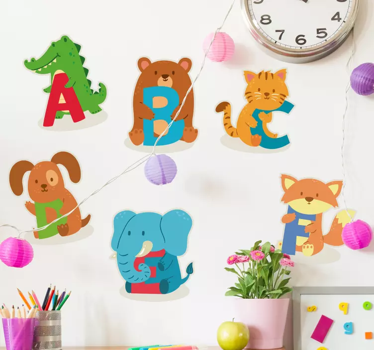 Animal Alphabet Characters wall stickers for kid - TenStickers