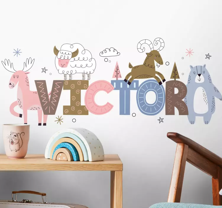 Animals With Name wall stickers for kid - TenStickers