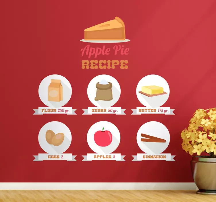 Apple Pie Recipe Kitchen Sticker - TenStickers