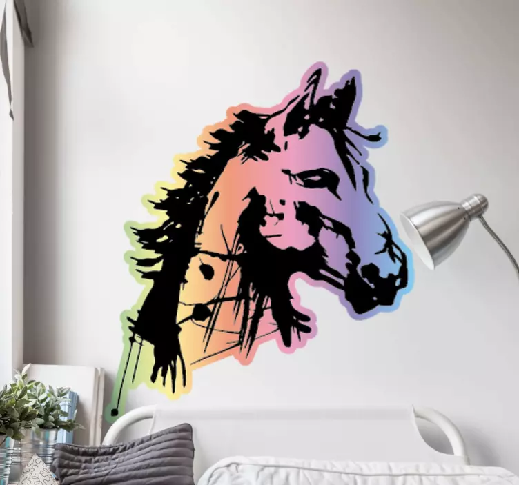 Artistique horse head animal wall sticker - TenStickers