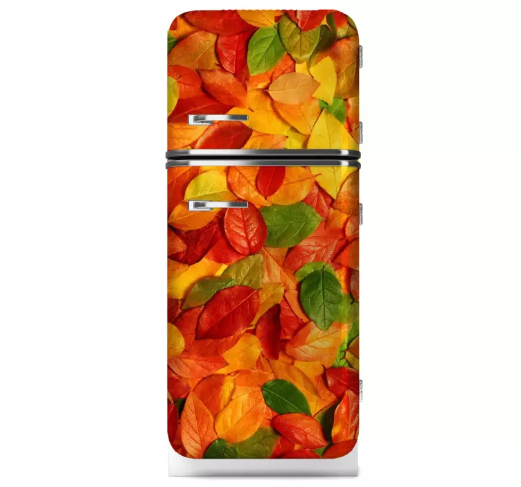 Autumn leaves full cover fridge sticker - TenStickers