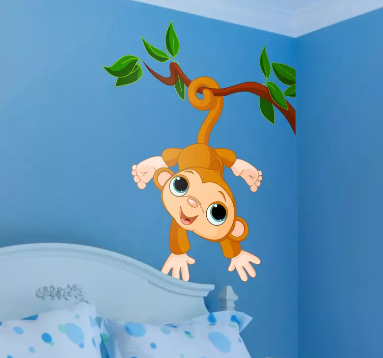 Adorable Baby Monkey Kids Decal: Playful Touch! - TenStickers