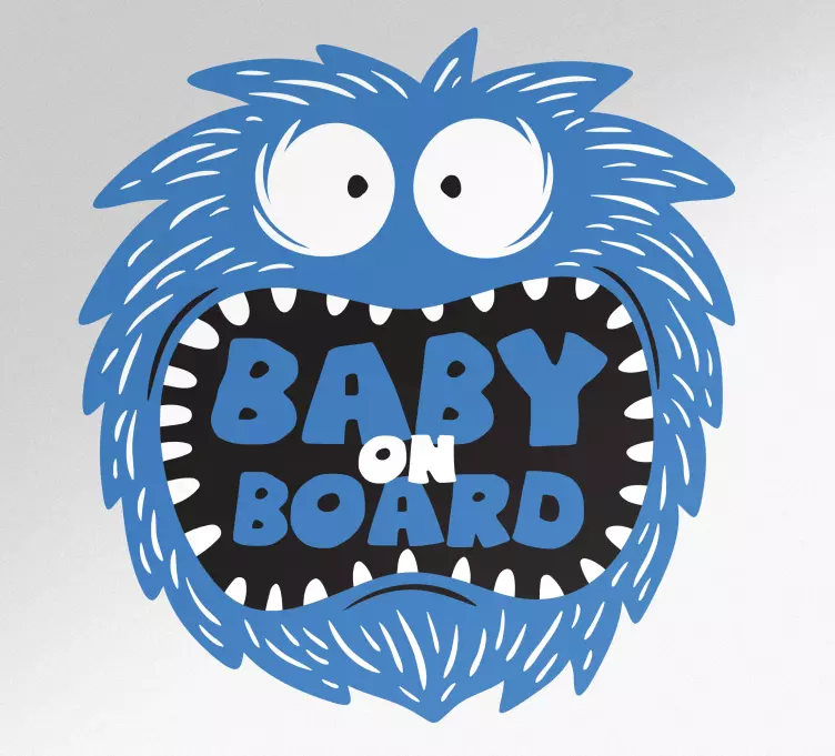Baby on board sticker fuzzy blue creature - TenStickers