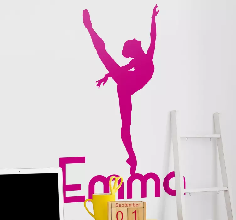 Ballerina with name silhouette dance sticker - TenStickers